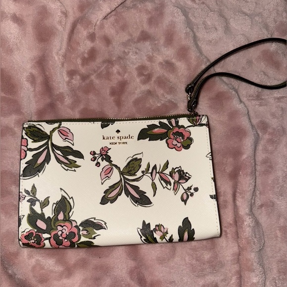Kate Spade Floral Wristlet - White, Pink, and Green